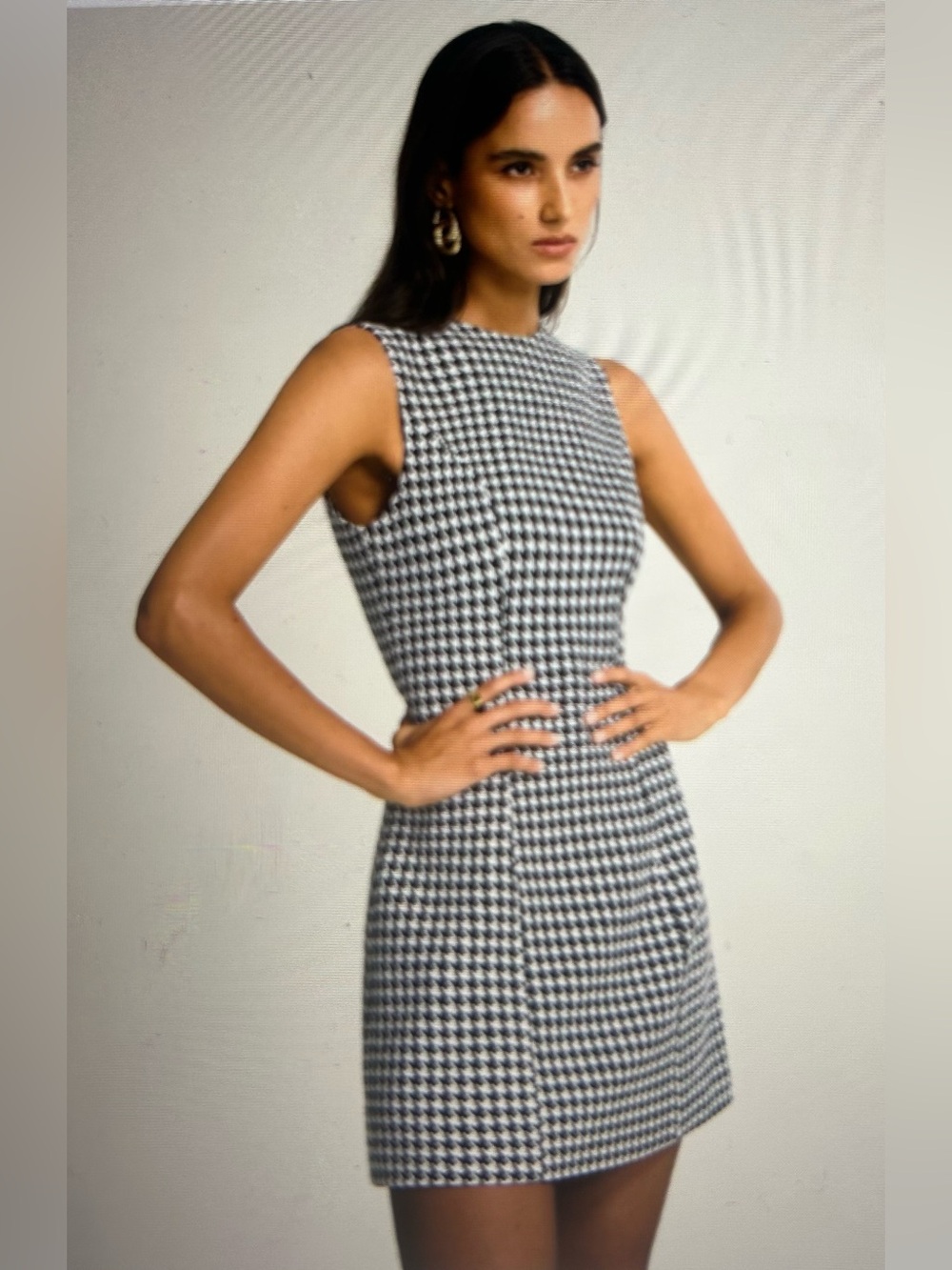 Commense brand Houndstooth Sleeveless A Line Dress